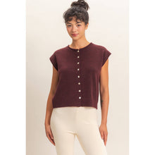 Load image into Gallery viewer, Rolled Edge Button Front Sweater Vest~ also in Blue