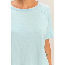 Load image into Gallery viewer, Acid Wash Raw Seam Raglan Short Sleeve Tee