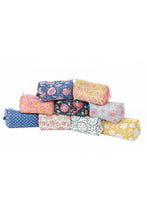 Load image into Gallery viewer, Blue Floral print Quilted Cotton Toiletry