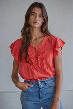 Load image into Gallery viewer, Logan Woven Cotton Linen Flutter Top~ in several colors