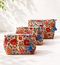 Load image into Gallery viewer, Block Print Vanity Travel Bag ~ Autumn ~ coming 8/10