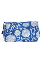 Load image into Gallery viewer, Blue Dahlia Quilted Makeup/Toiletry Bag