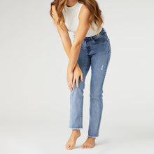 Load image into Gallery viewer, Heather Straight Jeans with Raw Bottom
