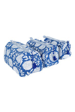 Load image into Gallery viewer, Blue Dahlia Quilted Makeup/Toiletry Bag
