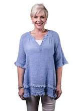 Load image into Gallery viewer, Zariah Crinkle Linen Raw Edge Top~ arriving next week!