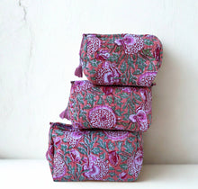 Load image into Gallery viewer, Orchid Jungle Block Print Toiletry Travel Bags
