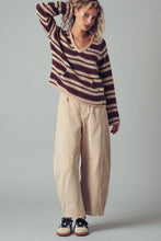 Load image into Gallery viewer, Striped V-Neck Pocket Knit Sweater~ more coming in Burgundy Strip!