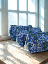 Load image into Gallery viewer, Azure Blue Block Print Toiletry Travel Bags