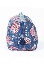 Load image into Gallery viewer, Blue Floral print Quilted Cotton Toiletry