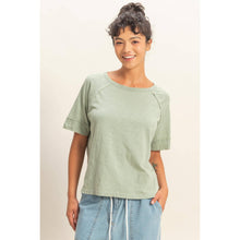 Load image into Gallery viewer, Acid Wash Raw Seam Raglan Short Sleeve Tee