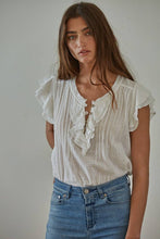 Load image into Gallery viewer, Logan Woven Cotton Linen Flutter Top~ in several colors