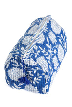 Load image into Gallery viewer, Blue Dahlia Quilted Makeup/Toiletry Bag