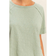 Load image into Gallery viewer, Acid Wash Raw Seam Raglan Short Sleeve Tee