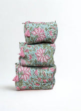 Load image into Gallery viewer, Block Print Vanity Travel Bag ~ Spring Garden- 7/9
