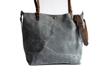 Load image into Gallery viewer, Handmade Waxed Canvas Tote Bag | Large | The Minimalist~ in olive & Pecan