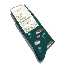 Load image into Gallery viewer, Socks that Protect Pollinators (Green Hedgehogs)