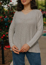Load image into Gallery viewer, Avalin Cable Stitch V Neck Sweater~ in Navy & White & Coral