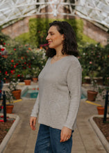 Load image into Gallery viewer, Avalin Cable Stitch V Neck Sweater~ in Navy & White & Coral