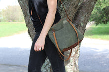 Load image into Gallery viewer, Handmade Waxed Canvas Tote | Small | The Minimalist~ in Forest & Navy