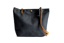 Load image into Gallery viewer, Handmade Waxed Canvas Tote Bag | Large | The Minimalist~ in olive & Pecan