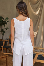 Load image into Gallery viewer, Alison Linen Back Button Sleeveless Top~ in Olive and Beige
