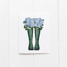 Load image into Gallery viewer, Rain Boot Hydrangeas Greeting Card