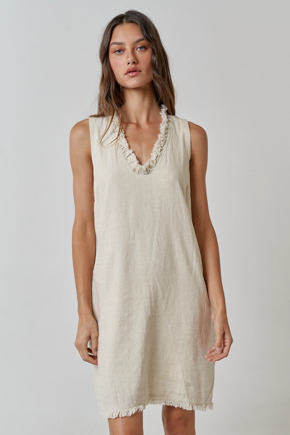 Kaia Linen/Cotton  Frayed Dress