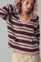 Load image into Gallery viewer, Striped V-Neck Pocket Knit Sweater~ more coming in Burgundy Strip!