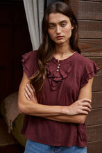 Load image into Gallery viewer, Logan Woven Cotton Linen Flutter Top~ in several colors