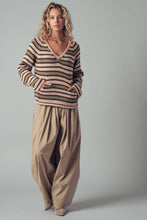 Load image into Gallery viewer, Striped V-Neck Pocket Knit Sweater~ more coming in Burgundy Strip!