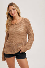 Load image into Gallery viewer, Raglan Open Knit Pullover~ in Tan and Mocha too