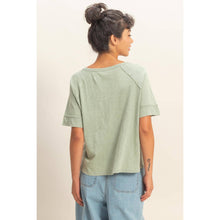 Load image into Gallery viewer, Acid Wash Raw Seam Raglan Short Sleeve Tee