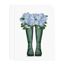 Load image into Gallery viewer, Rain Boot Hydrangeas Greeting Card