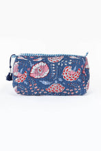Load image into Gallery viewer, Blue Floral print Quilted Cotton Toiletry