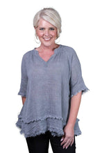 Load image into Gallery viewer, Zariah Crinkle Linen Raw Edge Top~ arriving next week!