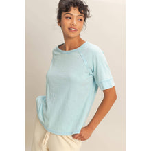 Load image into Gallery viewer, Acid Wash Raw Seam Raglan Short Sleeve Tee
