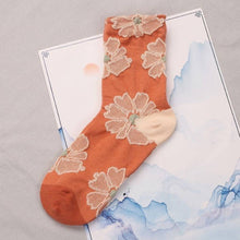 Load image into Gallery viewer, Orange Petal Embossed Women&#39;s Socks
