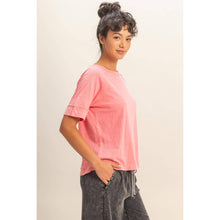 Load image into Gallery viewer, Acid Wash Raw Seam Raglan Short Sleeve Tee
