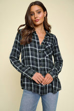 Load image into Gallery viewer, Blythe Washed Plaid Shirt! Navy and Washed Green
