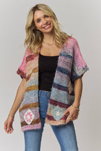 Load image into Gallery viewer, STRIPED PATCH SHORT SLEEVE KNIT CARDIGAN

