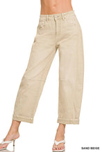 Load image into Gallery viewer, High Rise Barrel-leg Cropped Color Denim Pants
