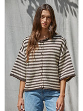 Load image into Gallery viewer, Knit Sweater Striped Quarter Sleeve Cardigan~in several colors!
