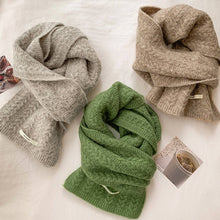 Load image into Gallery viewer, Avocado Green Wool Cable Knit Winter Scarf
