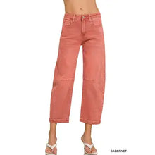 Load image into Gallery viewer, Vanilla Monkey High rise barrel leg cropped color denim pants
