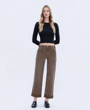 Load image into Gallery viewer, Mocha High Rise Tab Slim Jeans
