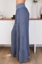 Load image into Gallery viewer, Slate Linen Tiered Palazzo Pants
