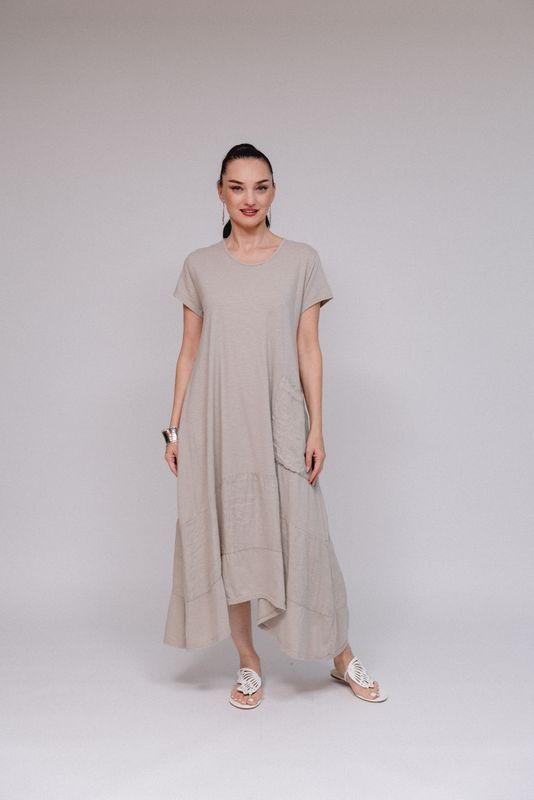 long winter dresses Grey Wool Midi Dress – Long Sleeve Elegant Winter Dress with Pockets 3849 Grey / XS main image 0