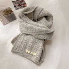 Load image into Gallery viewer, Avocado Green Wool Cable Knit Winter Scarf
