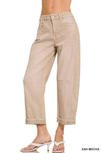 Load image into Gallery viewer, High Rise Barrel-leg Cropped Color Denim Pants
