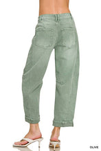 Load image into Gallery viewer, High Rise Barrel-leg Cropped Color Denim Pants

